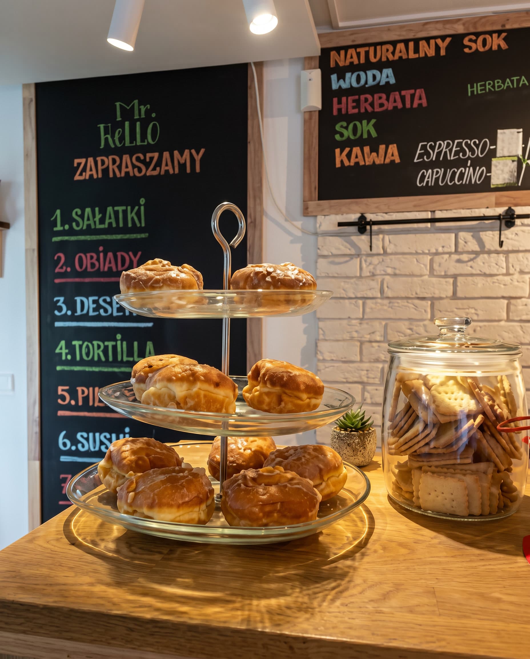 Świeże drożdżówki i ciastka na ladzie Bistro Mr. Rollo
